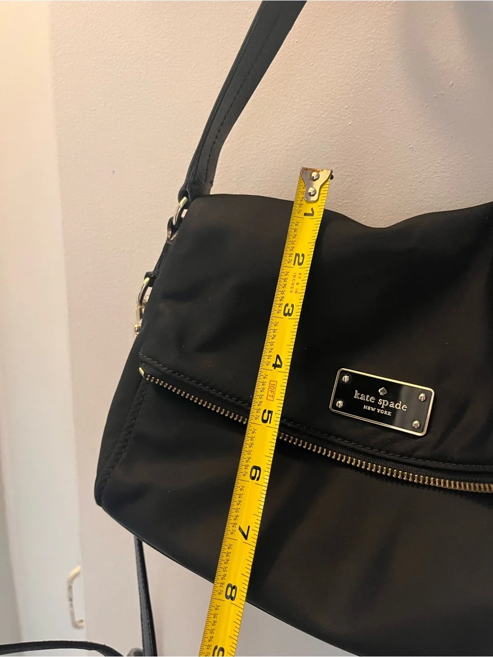 kate spade Black Nylon Shoulder Bag with Front Zip